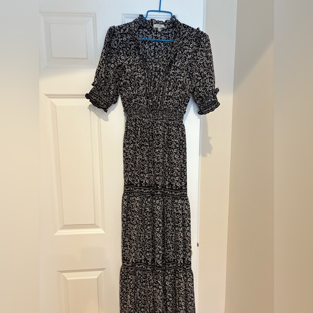 Max Studio Floral Black Dress Sz S